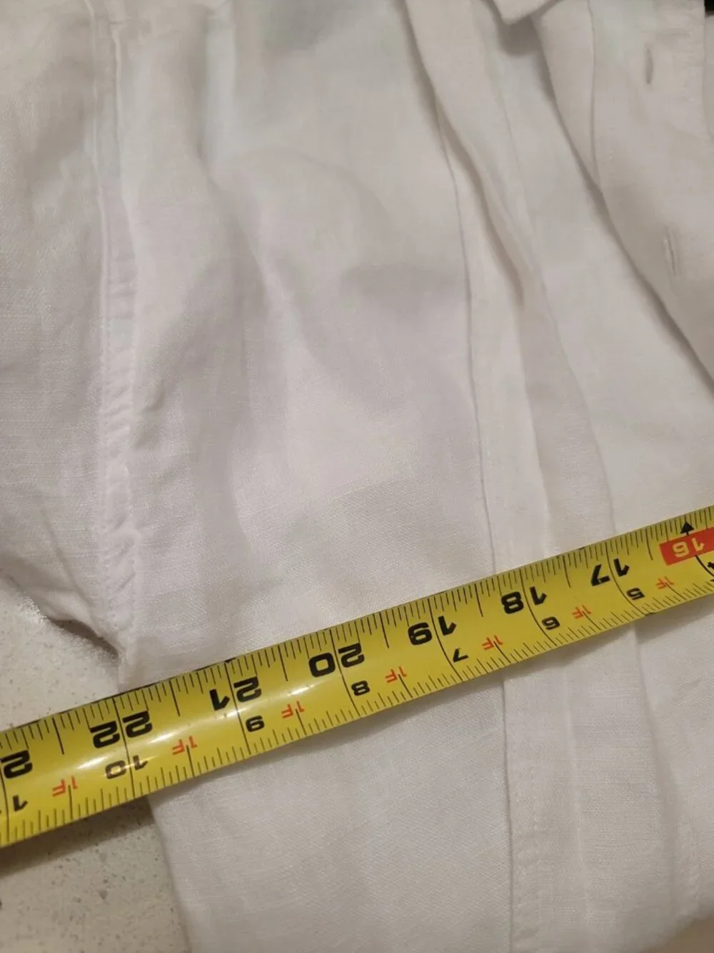 J. Crew Factory White Linen Button-Down Mini Shirt Dress - Picture 7 of 7